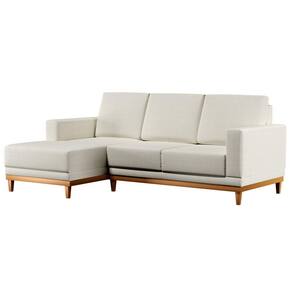 Sofá Kayrós 200cm 3 Lugares Com Chaise Direito D05 Linho Cru - Mpozenato
