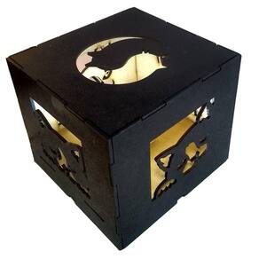 Luminária cubo refletiva gatinhos