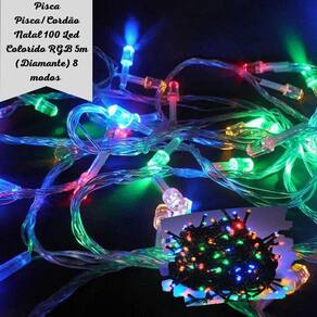 Pisca Pisca/Cordão Natal 100 Led Colorido RGB 5m 8 modos 220V