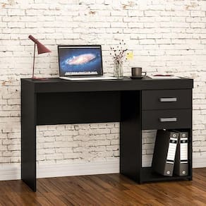 Mesa De Escritório Computador Malta 1,20m 2 Gavetas - Preto