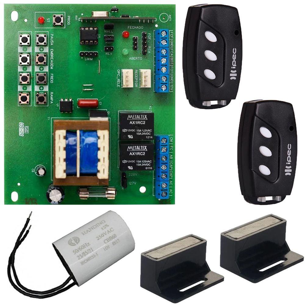 Placa Central Rossi Dz3 Dz4 Nano Sensor Hall + 2 Controles 3 Canais + Suporte com Imãs + Capacitor 12UF 220V