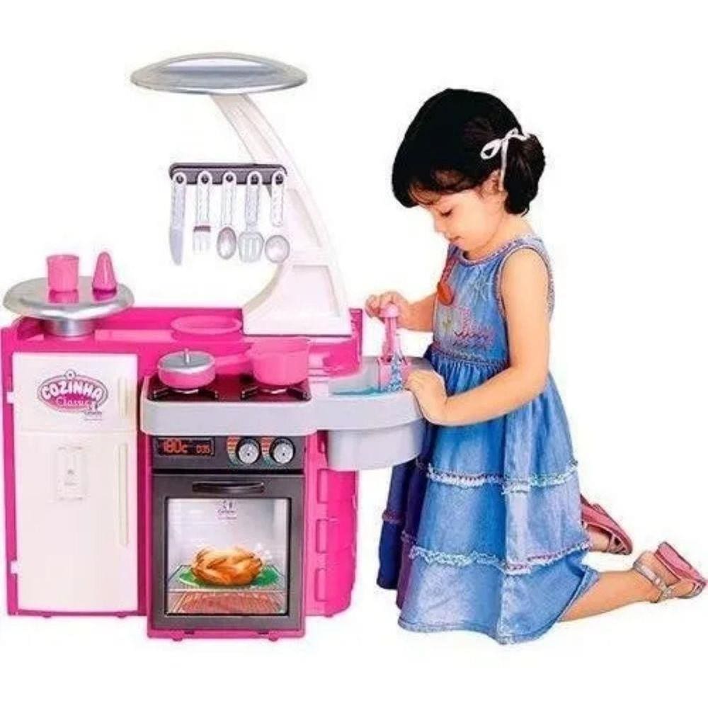 Mini Cozinha Boneca Barbie Completa Armario Geladeira Menina