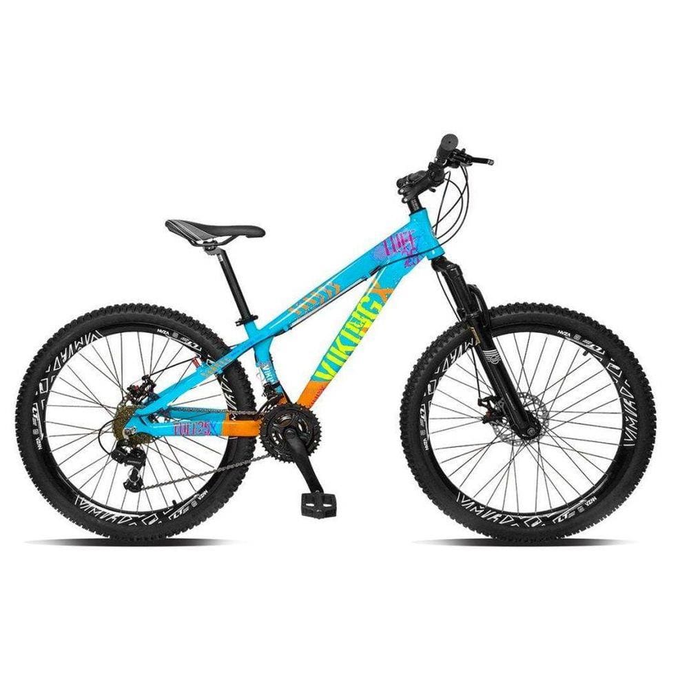 Bicicleta Aro 26 Viking TuffX25 Freeride 21V Azul Laranja