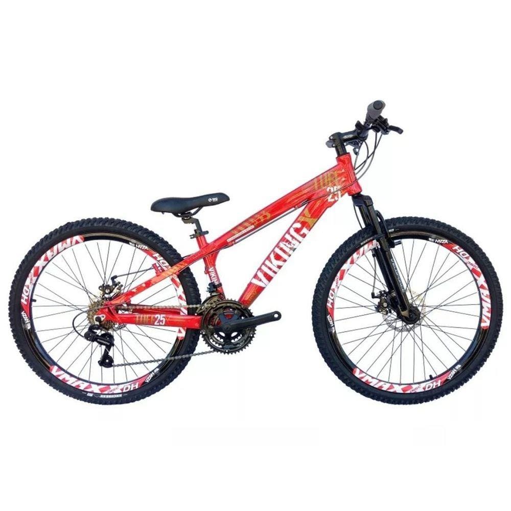 Bicicleta Aro 26 Viking TuffX25 Freeride 21V Vermelho Preto