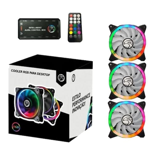 Kit 5 Cooler Gamer Fan Master Led RGB Hayom Molex 12X12CM - Setup Gamer  Cooler para PC Ventoinha Colorida Intel AMD Games Freefire Fps - Escorrega  o Preço