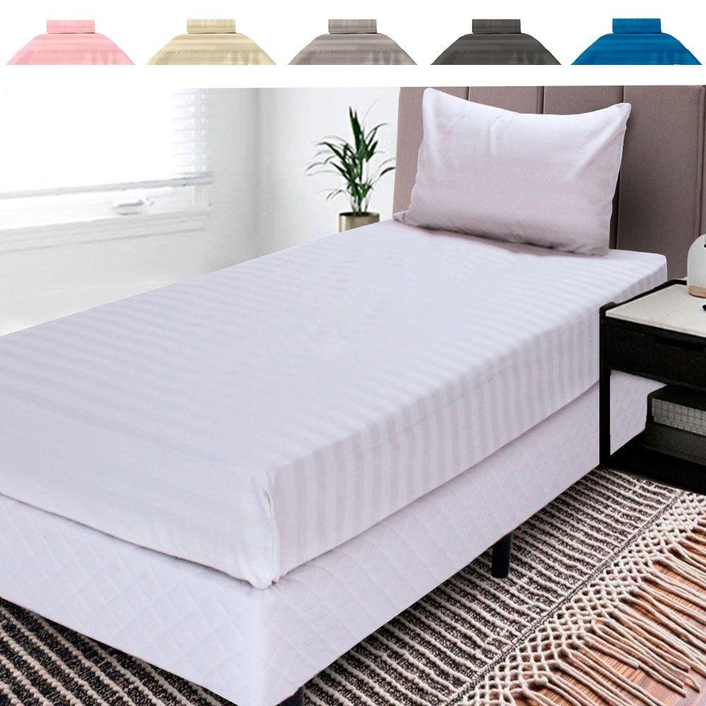 Jogo De Cama Lençol Solteiro 2 Peças 100% Algodão Percal 300 Fios Premium 88x188cm