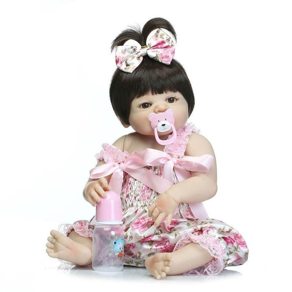 Mini Bebê Reborn Silicone Sólido Molinha Menina.