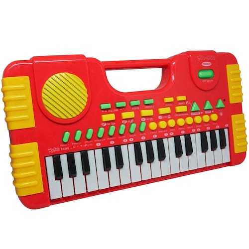 Piano Infantil Musical Educativo + Kit 3 Chocalhos Para Bebe