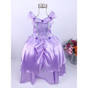 Vestido Infantil Princesa Sofia Lilás Fantasia Aniversário