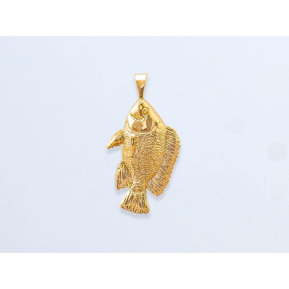 Pingente de Peixe Tilapia P banhados a ouro 18k