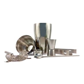 Kit Coqueteleira Inox 5 Peças Barman Bar Bartender Preparo Drink Coquetel Batida Caipirinha