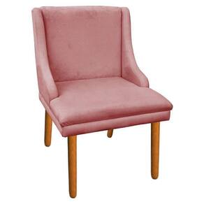 Cadeira De Jantar Liz Suede Rose Pés Palito Castanho D´rossi
