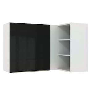 Armário Aéreo de Canto com Adega Lux 1 Porta Branco Preto