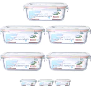 Jogo 5 Potes de Vidro Marmita Tampa 4 Trava Hermética 640ml