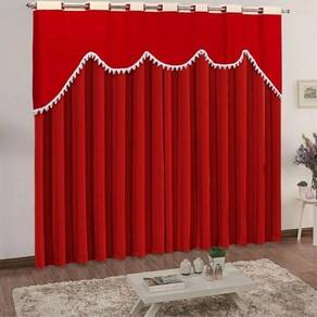 Cortina Celine para Varão em Malha 2,00m x 1,70m Sala Quarto - Vermelha