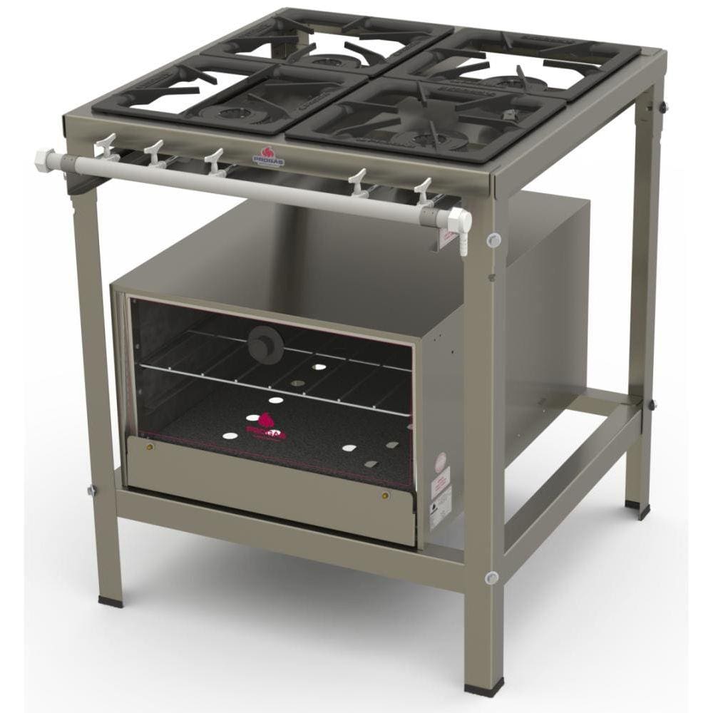 Fogão Inox 4 Queimadores Simples (c/ Registro p/ Forno) PMI-400N - Progás