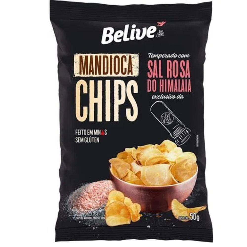 Mandioca Chips Belive Sal Rosa Do Himalaia 50G 10Un