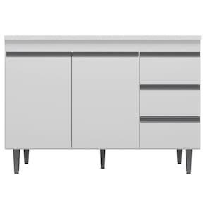 Balcão Gabinete de Pia sem Tampo 100cm 2 Portas 3 Gavetas Andréia Branco - AJL Móveis