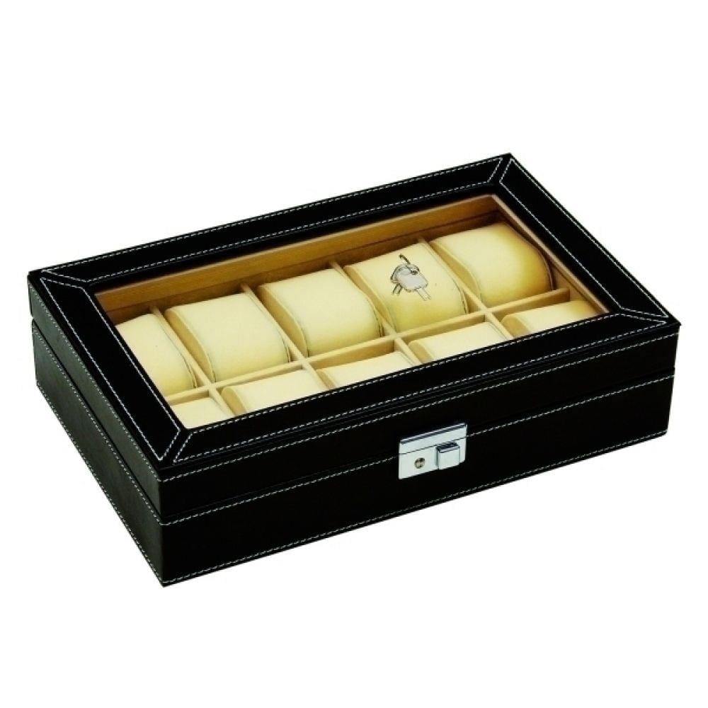 Porta Relogios Em Caixa De Couro Sintetico