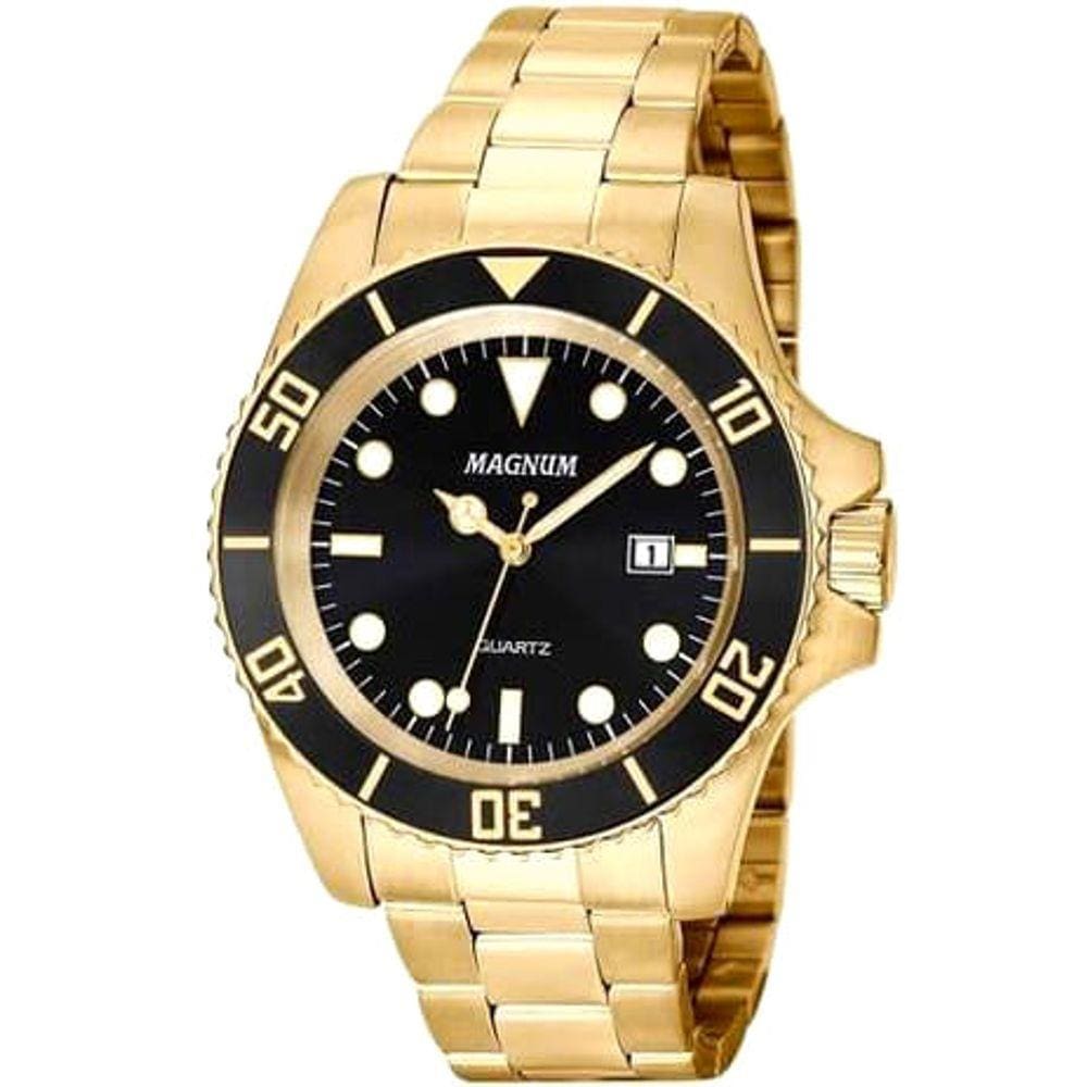 Relógio MAGNUM masculino analógico dourado preto MA33068U