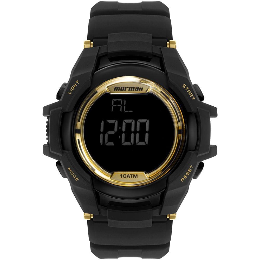 Relógio MORMAII masculino digital preto borracha MO3820AA/8D