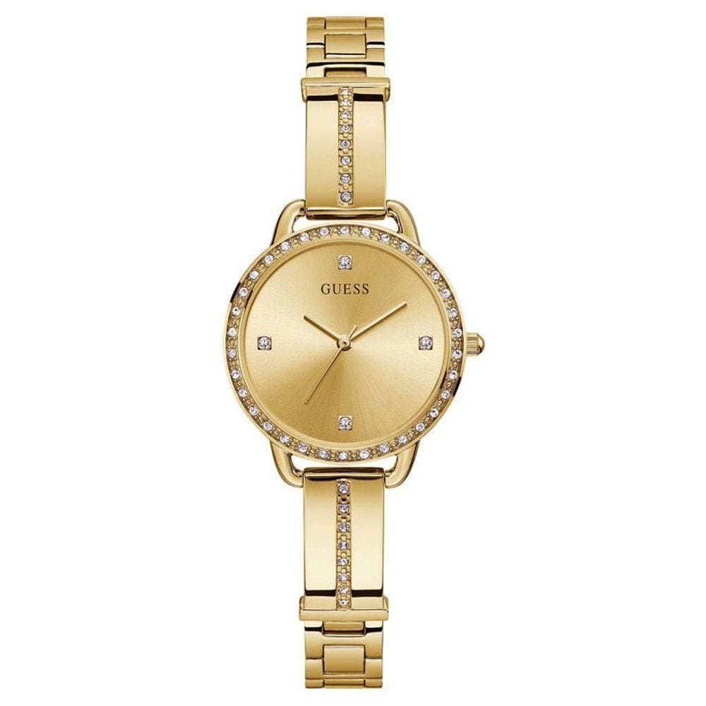 Relógio GUESS feminino dourado strass GW0022L2