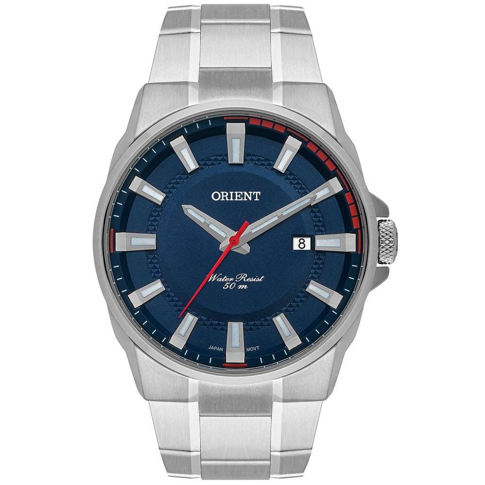 Relógio ORIENT masculino prata azul MBSS1369 D1SX
