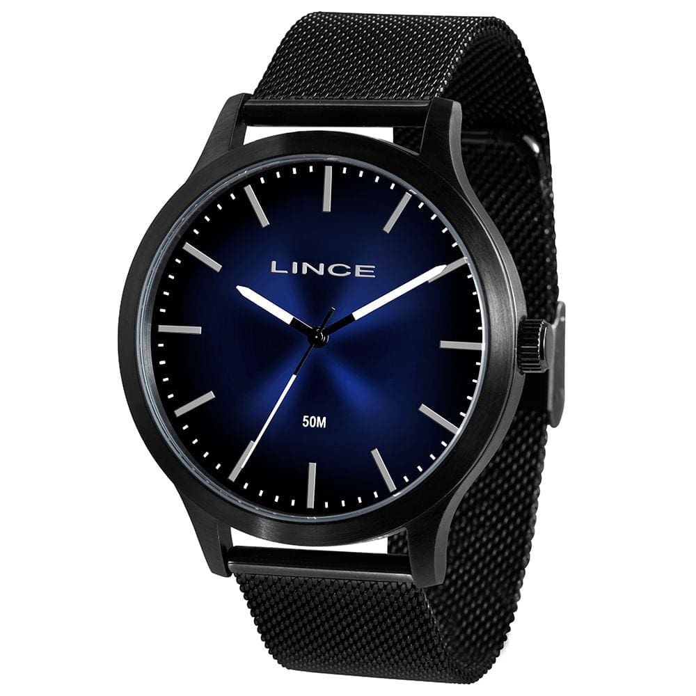 Relógio LINCE masculino preto/azul esteira MRN4602L D1PX
