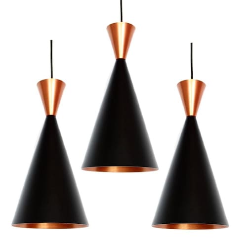 Menor preço em Kit 3 Luminárias Pendentes Cone Canadá Preto