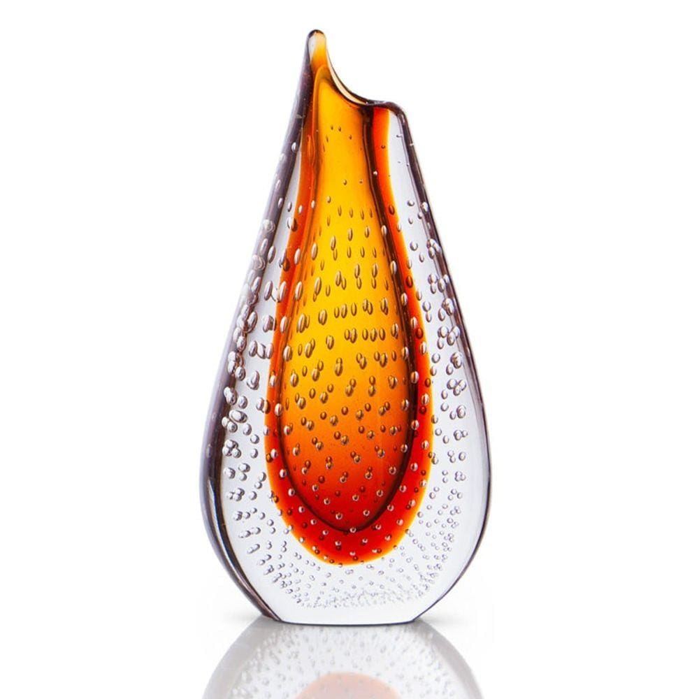 Vaso Em Cristal Murano Âmbar  São Marcos