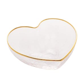 Bowl De Vidro Coração Borda Com Filete Dourado Bon Gourmet