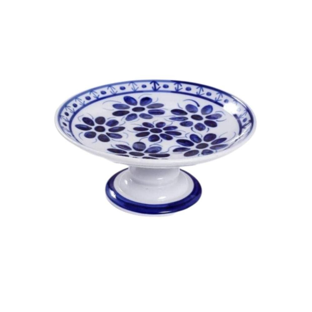Porta bolo com pé Porcelana Monte Sião Pintado a mão