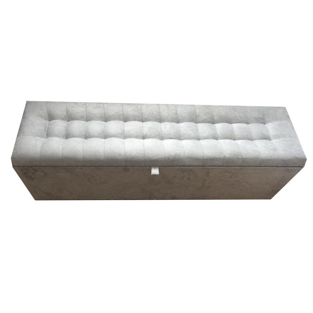 Recamier Puff Baú Para Cama Box Queen Size - 1,58Cm - Cinza Claro