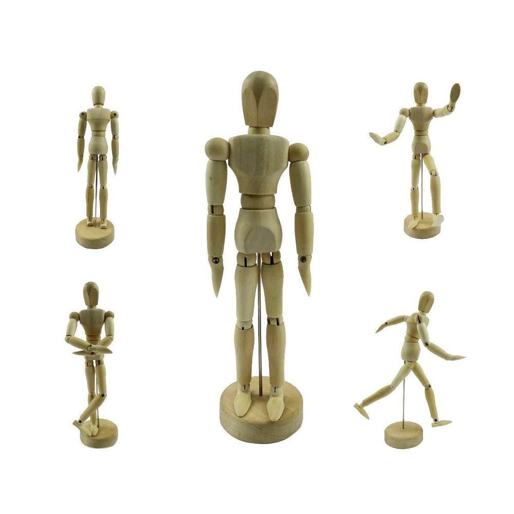 Boneco Articulado Madeira Clara 20Cm Para Moda Arte Manequim