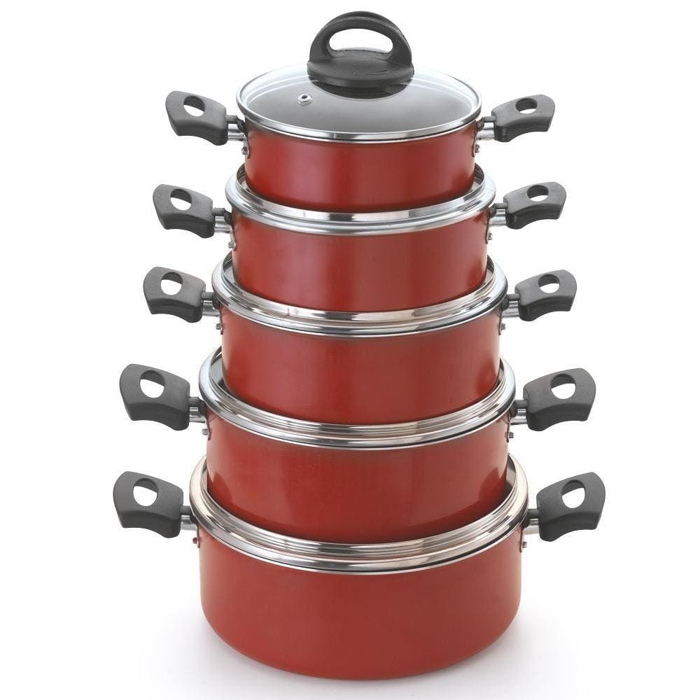 Jogo De Caçarolas Antiaderente Vermelho T De Vidro 16 A 24