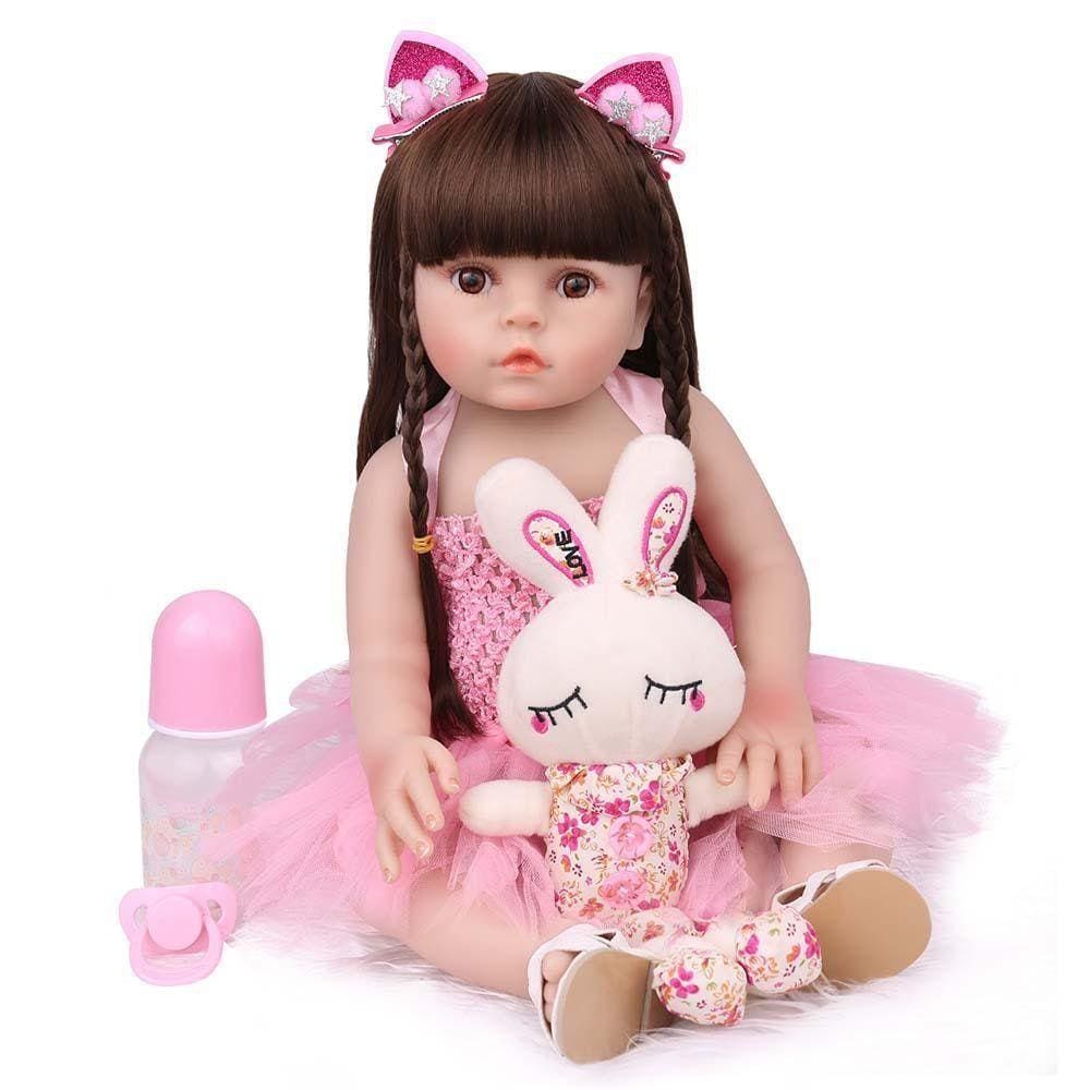 Boneca Bebê Reborn Laura Baby Gabriela Vinil Silicone 47Cm