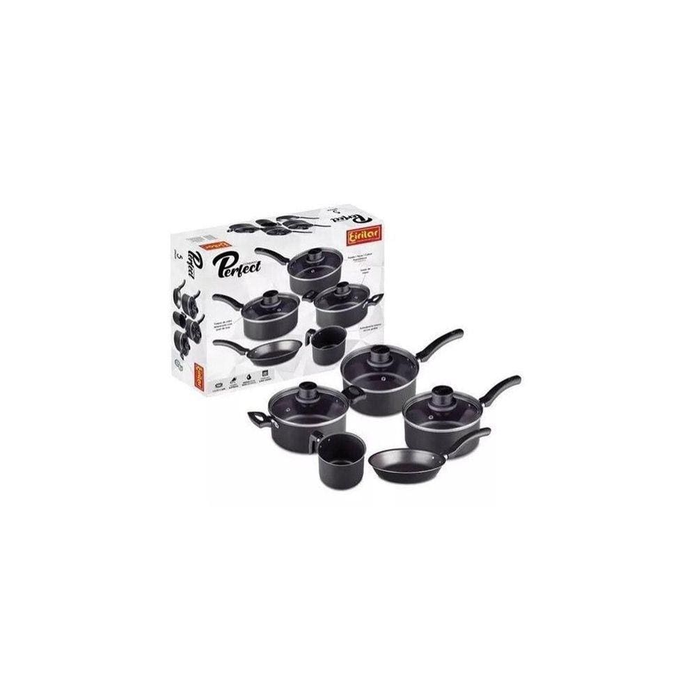 Kit 5 Panelas Antiaderente Perfect Eirilar Preto/Grafite