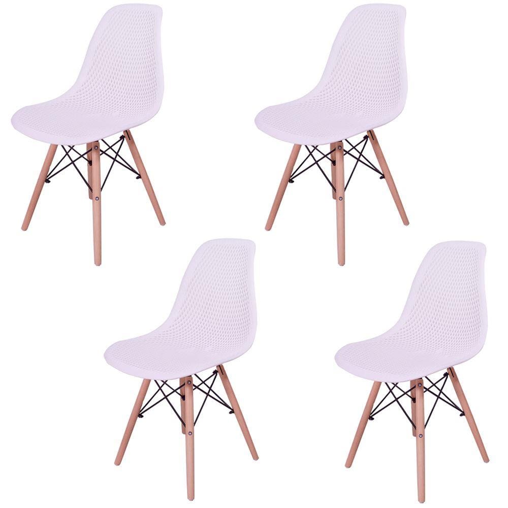 Kit 4 Cadeiras Design Charles Eames Eiffel Furadinha