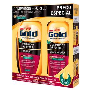 Kit Shampoo 275ml + Condicionador 175ml Niely Gold Compridos + Fortes