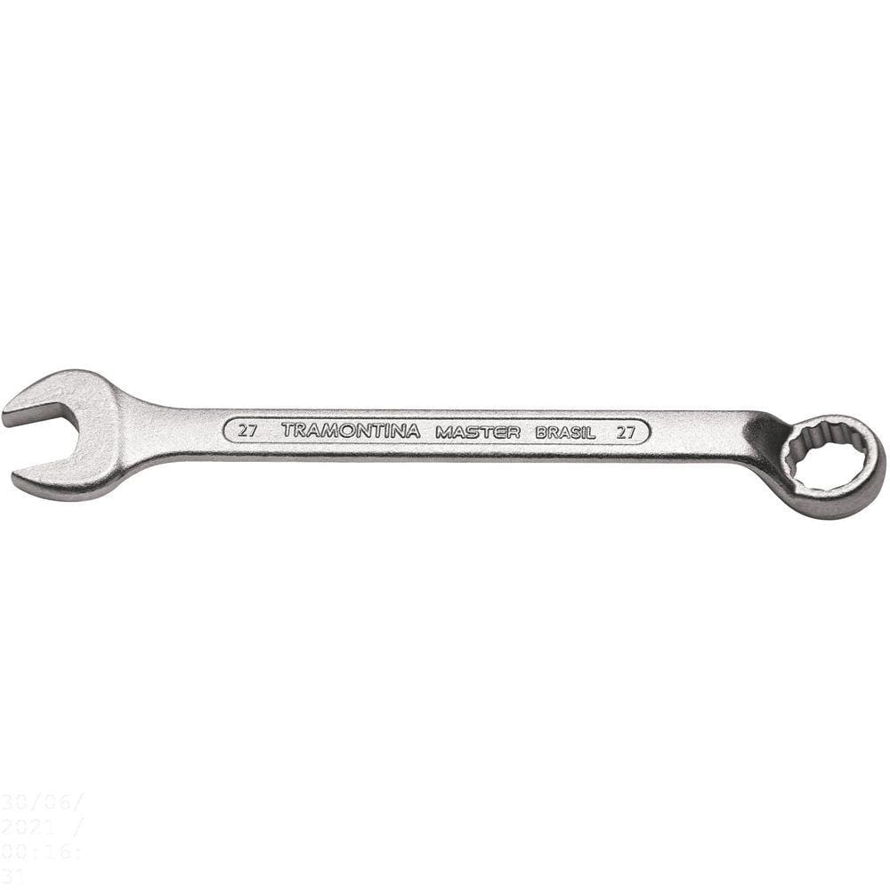 Chave Combinada 27 mm com Pescoço Tramontina com Corpo Forjado em Aço Especial Cromado Tramontina