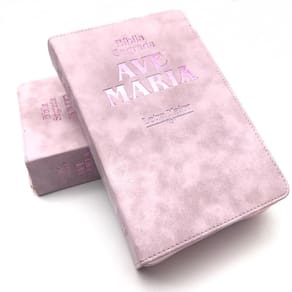 Bíblia Sagrada Ave-Maria - Letra Maior - Strike Rosa Zíper
