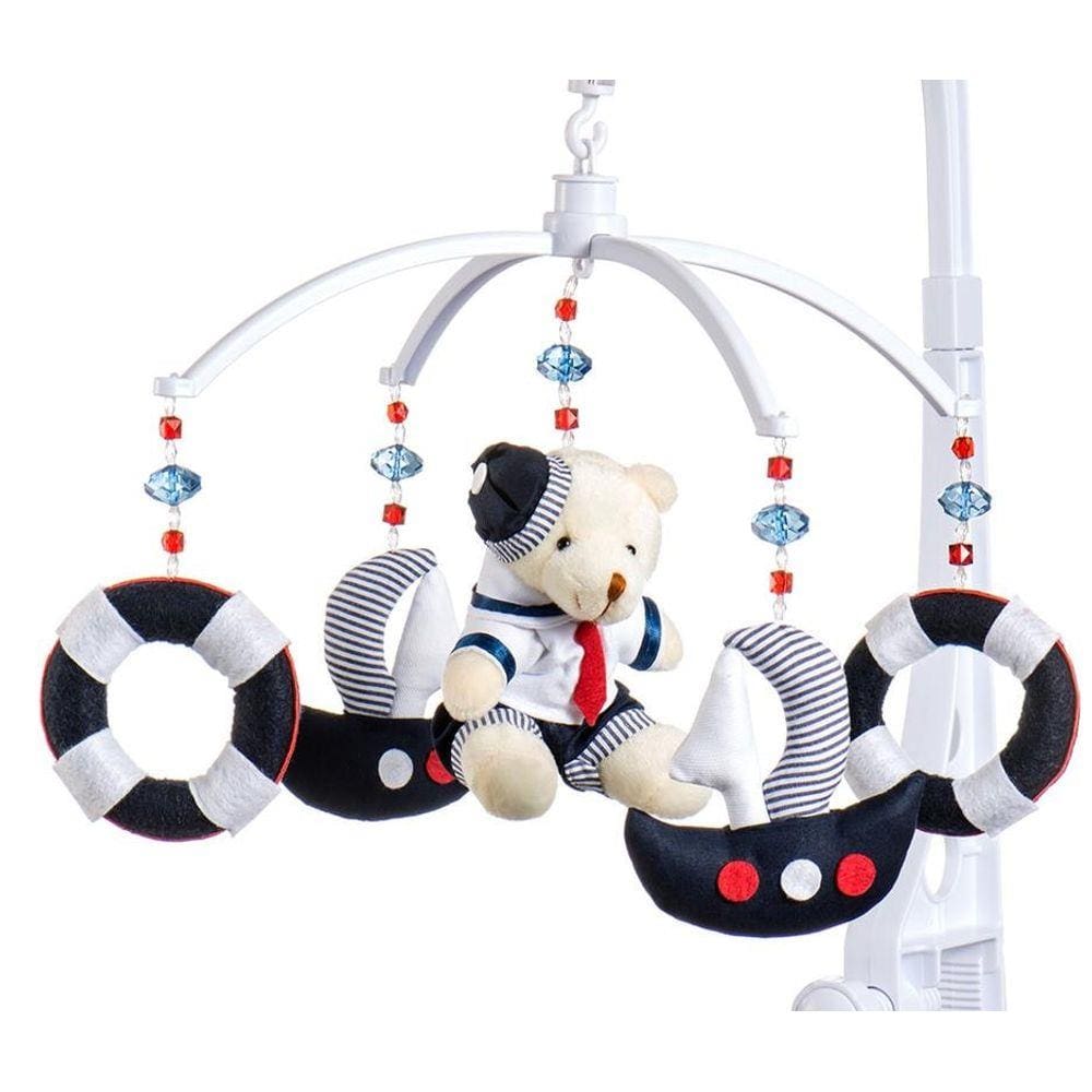 Móbile para berço musical e giratório Urso Marinheiro