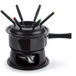 Kit Para Fondue 6 Garfos Panela 1,4 Litros Cor Preto