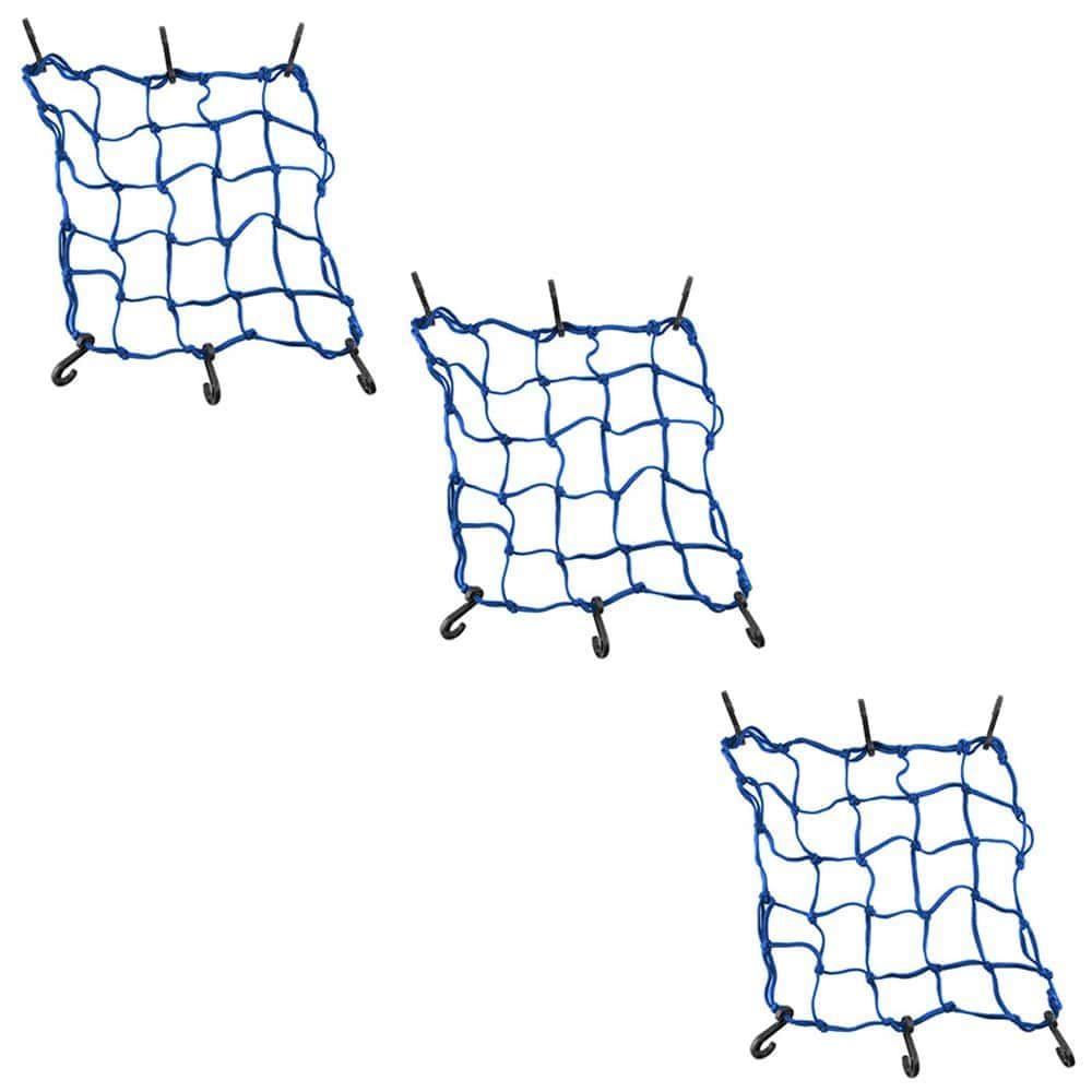 3 Rede Elástica Aranha P/ Moto Capacete Bagageiro 45 X 45 cm