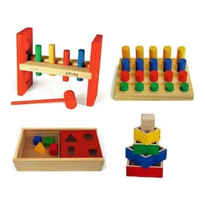 Conjunto De Jogos Educativos Em Madeira - 4 Jogos