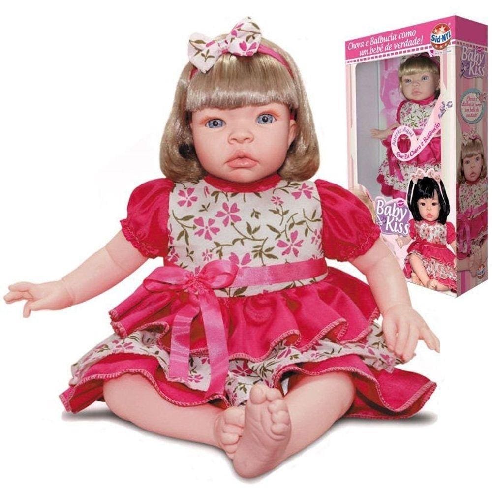 Boneca baby kiss chora  balbucia loira 912  Sid Nyl