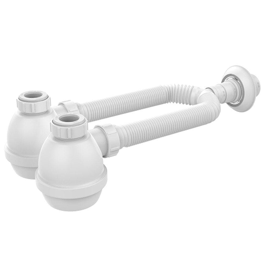 Sifão Extensível Universal Com Copo Duplo Blukit Branco