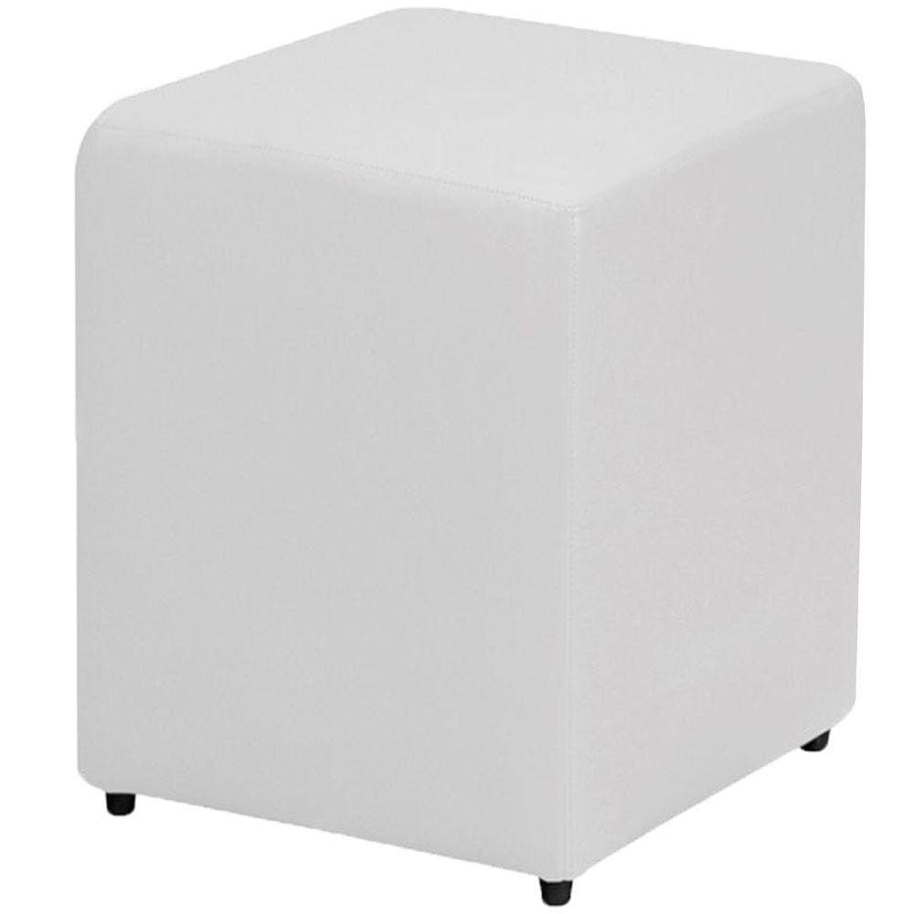 Puff Decorativo Quadrado Courino Branco