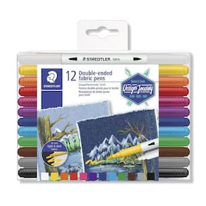 Caneta Para Tecido Staedtler Ponta Dupla 12 Cores 3190 Tb12