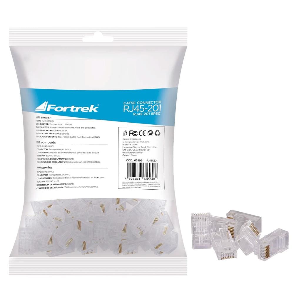Conector Macho CAT5E RJ45-201 FORTREK